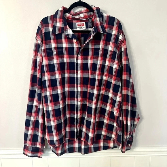 Wrangler Flex for Comfort Men's Long Sleeve Button-Up Plaid Shirt Size 3XL GUC - Picture 2 of 8